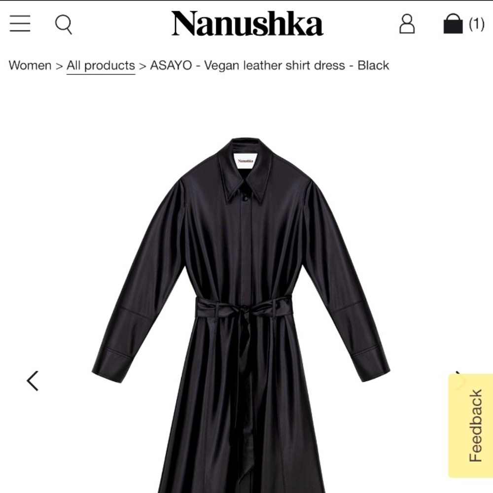 NANUSHKA - Asayo belted vegan leather midi shirt Dress